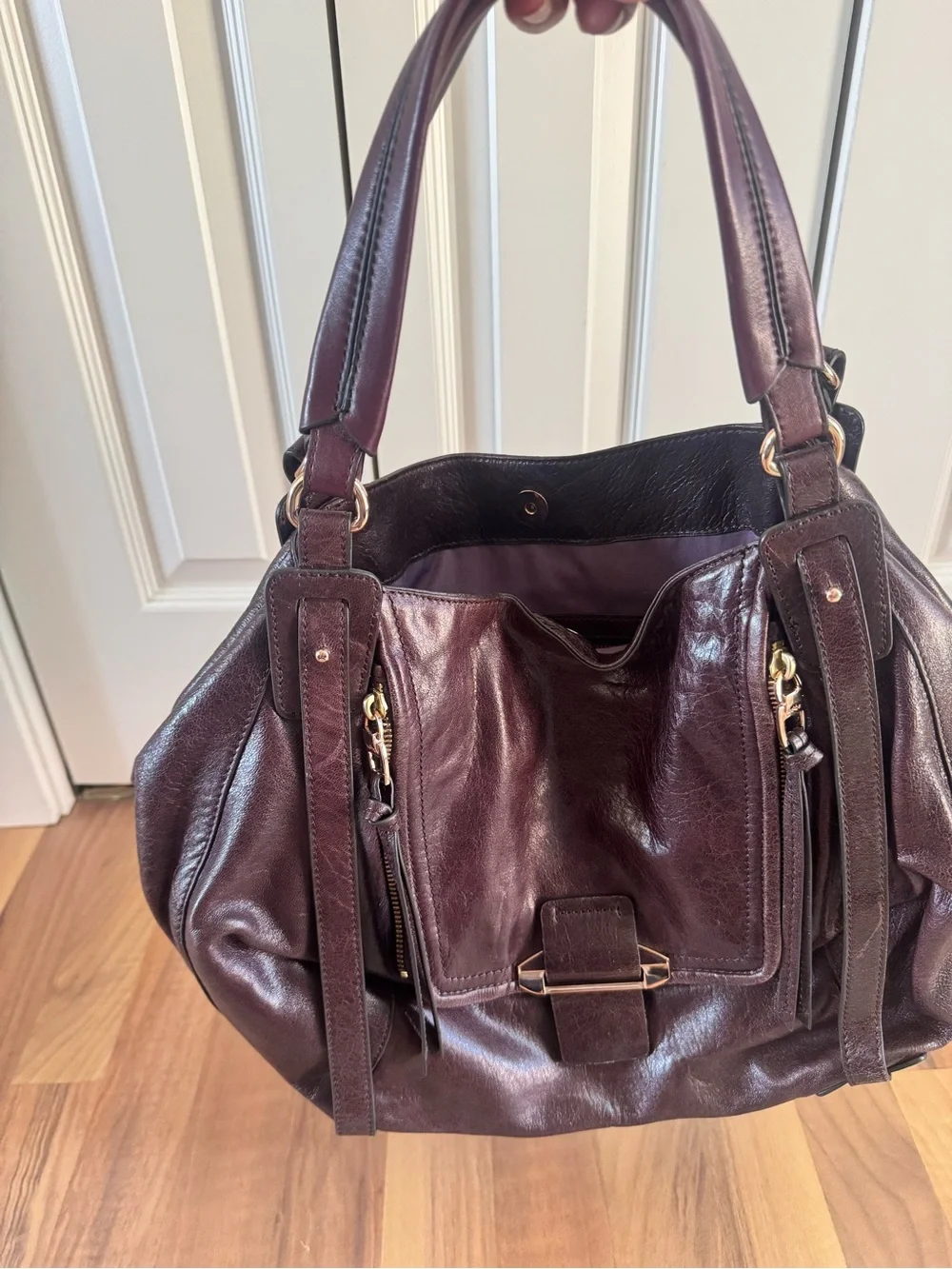 Kooba Women’s Leather Satchel Handbag in Deep Burgundy purse
